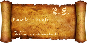Munzár Ervin névjegykártya